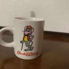 Vintage 1986 Showbiz Pizza Chuck E Cheese Mini Coffee Mug Espresso Ceramic HTF
