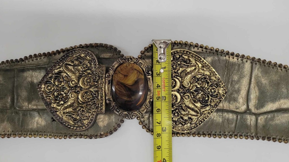 Vintage 1980s Nina Arjani Olive Leather Steampunk Belt | eBay