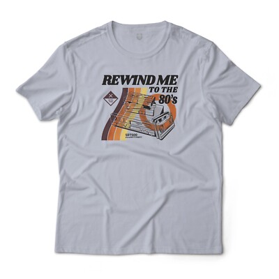Rewind Me To The 80s Retro Tape Recorder Graphic T-Shirt Unisex 100% Cotton Tee