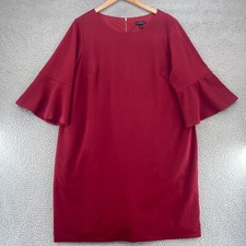 Lane Bryant Dress Womens 24 Plus Red Shift 3/4 Bell Sleeve Stretch Knee Length