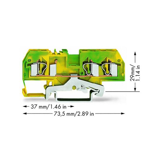 A●10pcs WAGO 281-687 3-Conductor Ground Terminal Block 4mm2 Green-Yellow New - Imagen 3 de 4