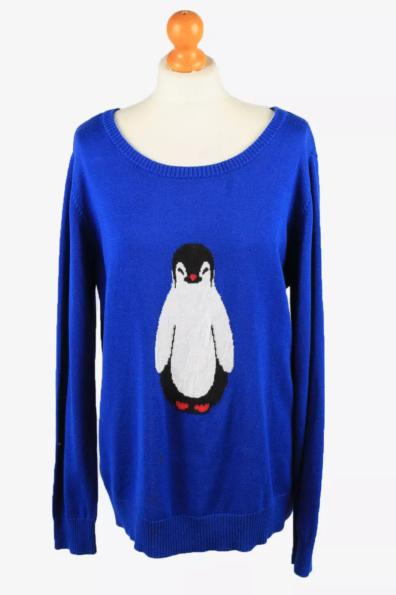 Christmas Jumper Womens Penguin New Directions Blue XL IL2289 eBay