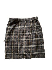 Charter Club Skirt Wool Plaid Beige Wrap Mid Length Large Taupe
