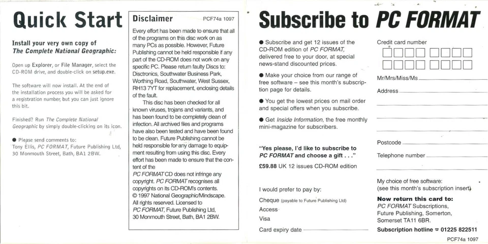 PC Format CoverDisc - October 1997 (National Geographic) - Image 2 of 4