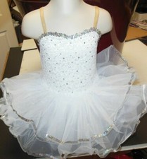 White Double Ruffle Tap sequined dance Costume Lace Costume Girls XLC 14-16