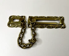 Brass Slide Chain Latch Lock Solid Brass New-Old-Stock