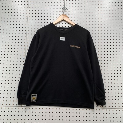 Harley Davidson Sweater Mens Medium Black Embroidered Long Sleeve 