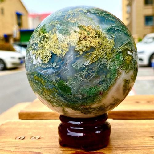 1.86LB Natural Water Grass Agate Ball Quartz Crystal Ball Healing - 第 11/13 張圖片