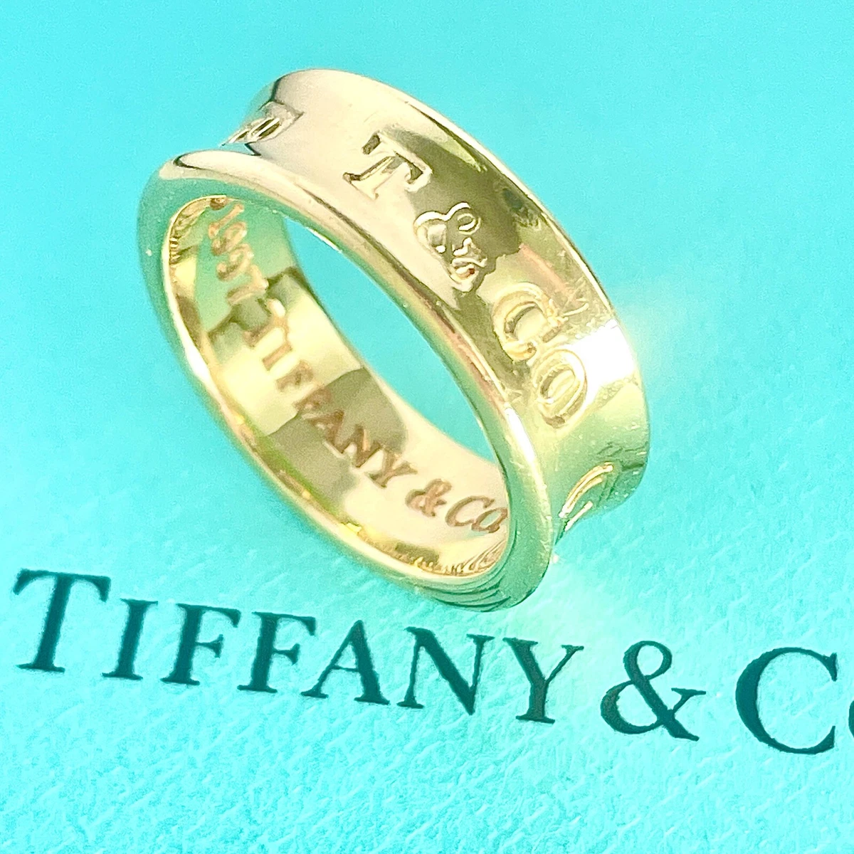 Tiffany Co. 1837 Ring 6.34g Size US5 18k Yellow Gold 750