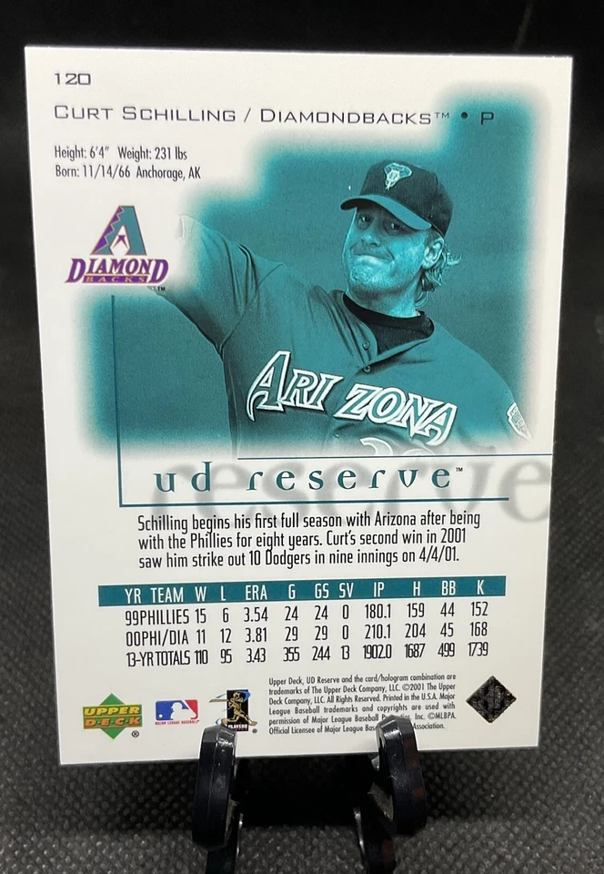 2001 UD Reserve #120 Curt Schilling - Arizona Diamondbacks - Image 2 of 3