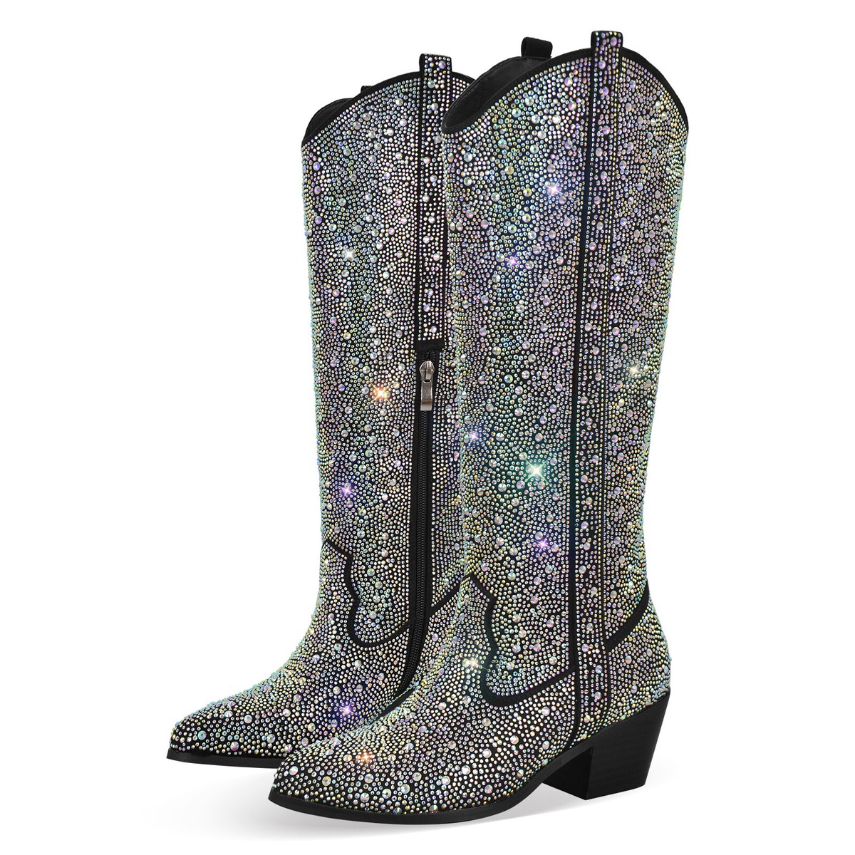 Stiletto Crystal Rhinestone Thigh High Bling Boots Women