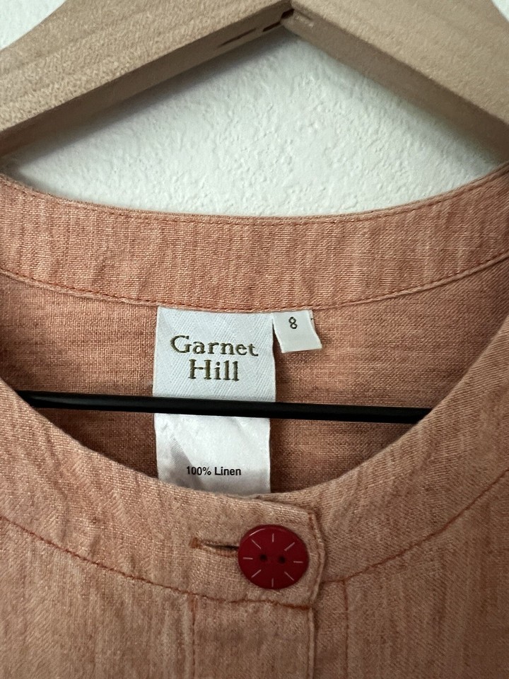 Hill Shirt Womens 8 Orange 100 Linen Minimalist Button Up eBay