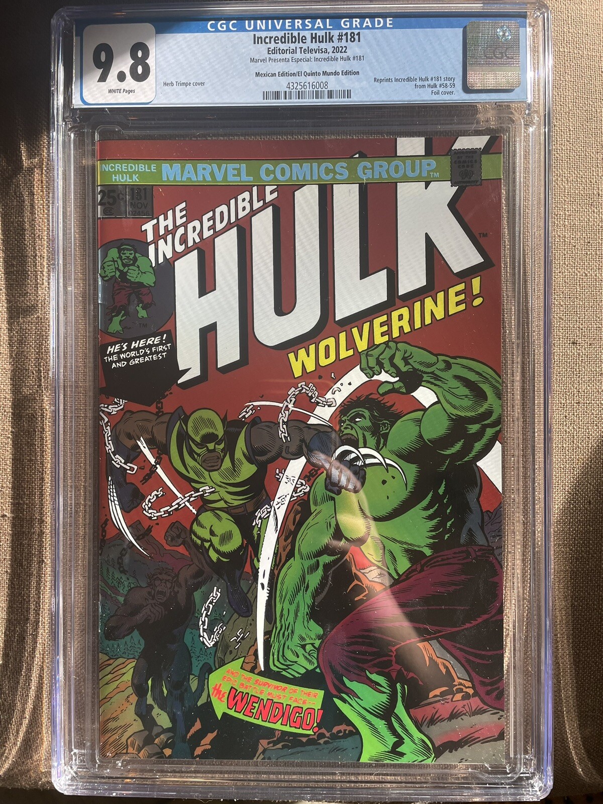 Incredible Hulk 181 Mexican Foil CGC 9.8 El Quinto Mundo Edition 1st Wolverine