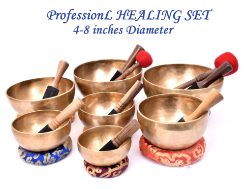 Tibetan singing bowl 4-8 inches professional sound healing singing bowl set of 7 - Afbeelding 1 van 5
