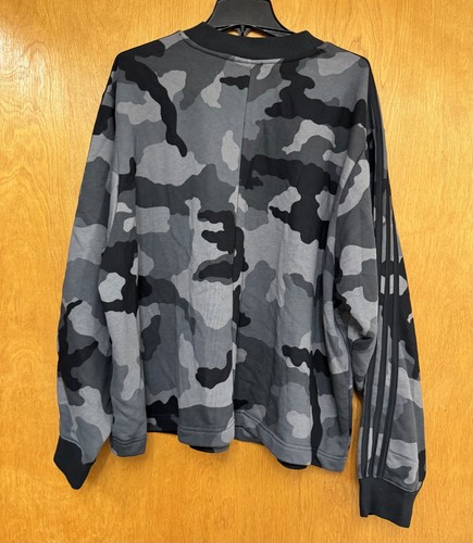 Sweat cropped femme Adidas 3X noir camouflage 3 rayures neuf avec étiquette - Photo 2 sur 5