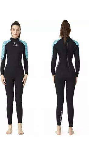 Wetsuits Women's 3mm Premium Neoprene Full Sleeve Dive Skin Spearfishing XL Blue - Picture 2 of 5