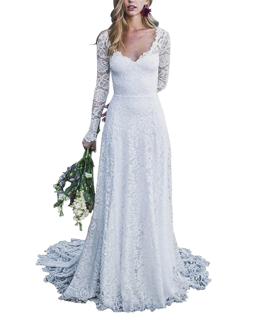 Vestidos de novia de encaje sirena y trompeta talla 0 para mujer