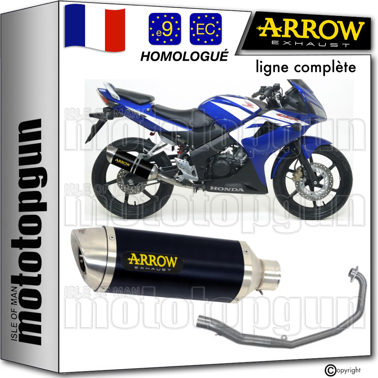 Ligne complete Arrow RC Thunder en aluminium noir mat pour Honda CBR 125 R 2010