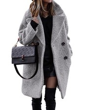 BTFBM Women 2025 Winter Faux Fur Coats Lapel Long Sleeve Fuzzy Fleece Outerwe...