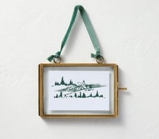 Hearth  Hand Brass and Glass Landscape Frame Ornament -New with Tags