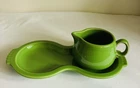 Vintage Fiesta Homer Laughlin Shamrock Green Creamer with Tray ~ Retired Color