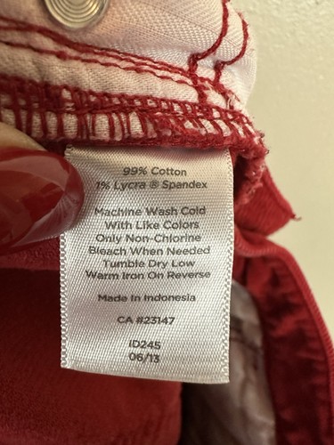 Talbots High Waist Straight Leg Red Corduroy Pants Size 12 Petite Soft 5 Pocket - Picture 11 of 13