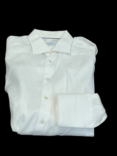 ETON MODERNES HEMD FRANZÖSISCHE MANSCHETTE WEISS DOBBY JACQUARD 42 16,5