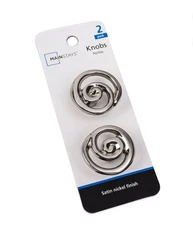 2-Pack MAINSTAYS Swirl Cabinet Knob Set Satin Nickel Finish 1-1/3”