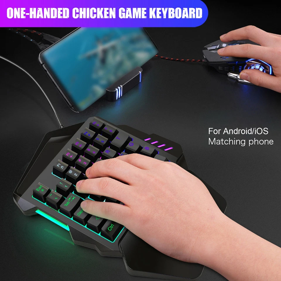  J50 OneHanded Gaming Mouse Keyboard Set Computer Accessory For Win2000 / - Image 2 of 4