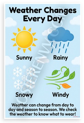 Weather Changes Sunny Rainy Snowy Windy 12x18 Poster