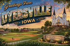 Greetings From Dyersville, IOWA MODERN Postcard Field Of Dreams Baseball B335