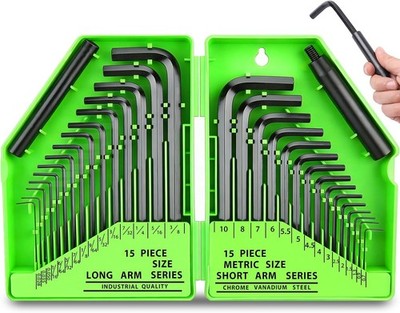 Hex Key Allen Wrench Set, SAE and Metric Allen Keys MM SAE, L Shape, Chrome