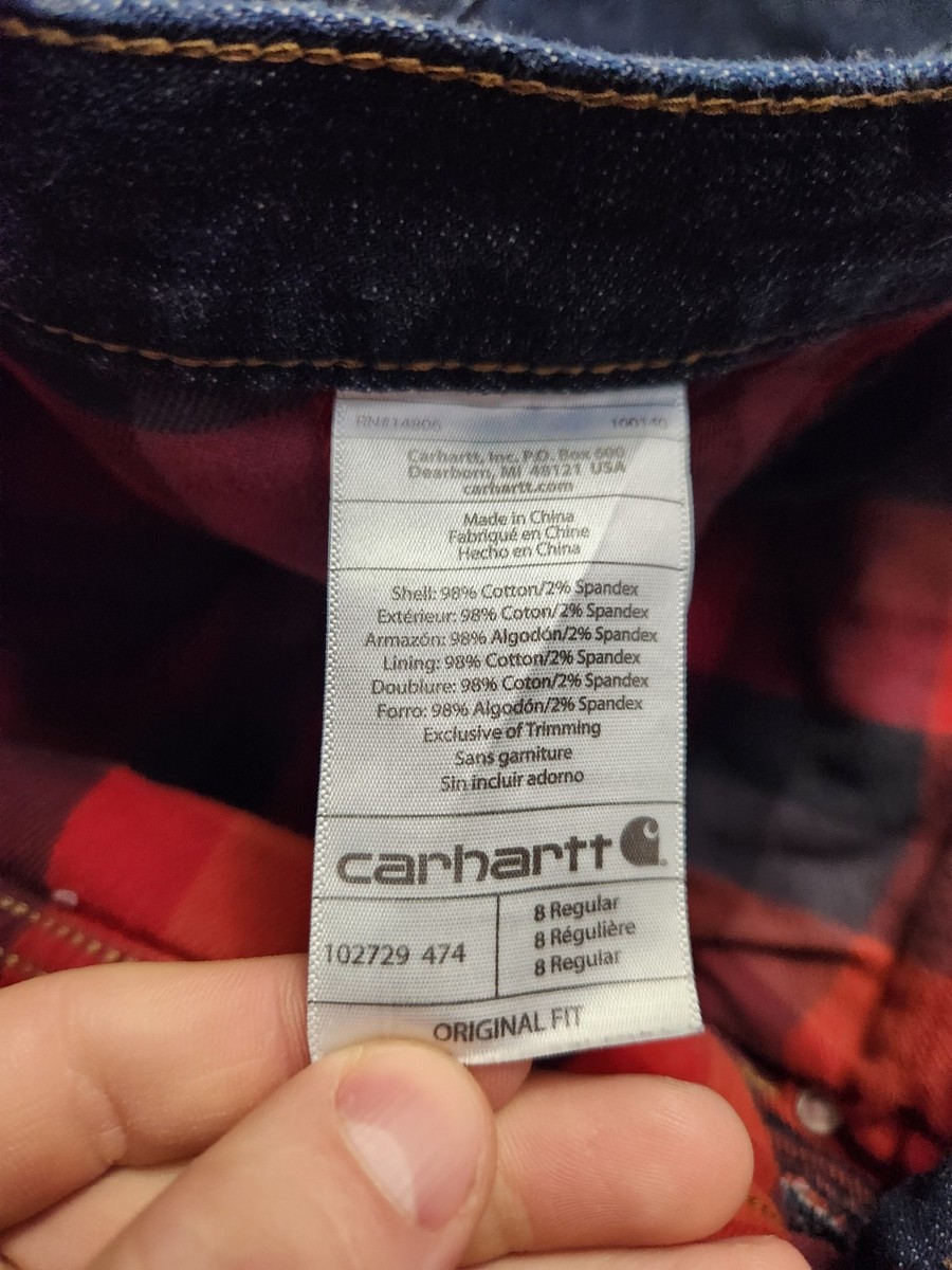 Carhartt Flannel Lined Jeans Womens Size 8 Dark Wash Workwear
