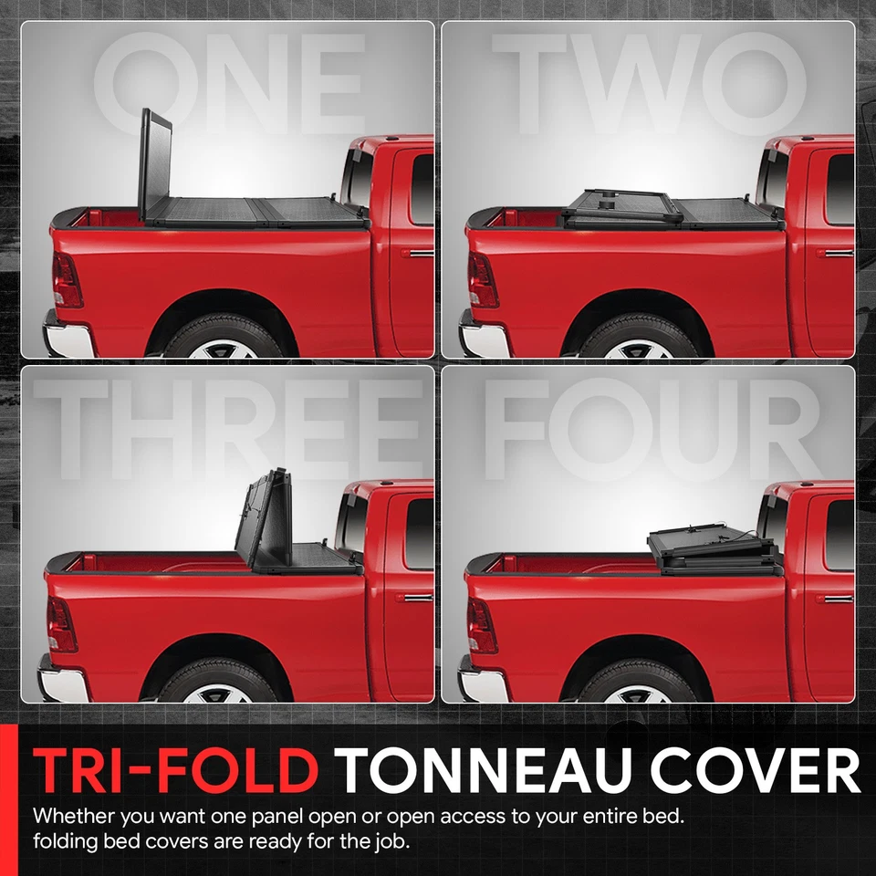 For 99-16 Ford F250-F550 Super Duty 8Ft Bed Hard Solid Tri-Fold Tonneau Cover - Image 3 of 4