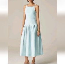 NWT J.Crew Women's Size S Pintuck Mixy Dress Midi Edgewater Blue CK707 $148