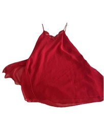 VTG Cinema Etoile Women s Red Chemise, XL Lace, Chiffon Babydoll Flowing Slip