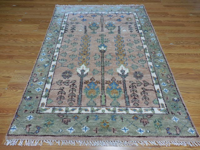 Turkish Oushak Rug,Modern Multicolored Handmade Bohemian  Rug 4x6 Ft
