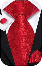 Mens Paisley Striped Tie and Handkerchief Cufflinks Tie Set for Men Wedding Busi