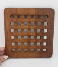 Vintage Genuine Teak Wood 7 3/4" Square Trivet
