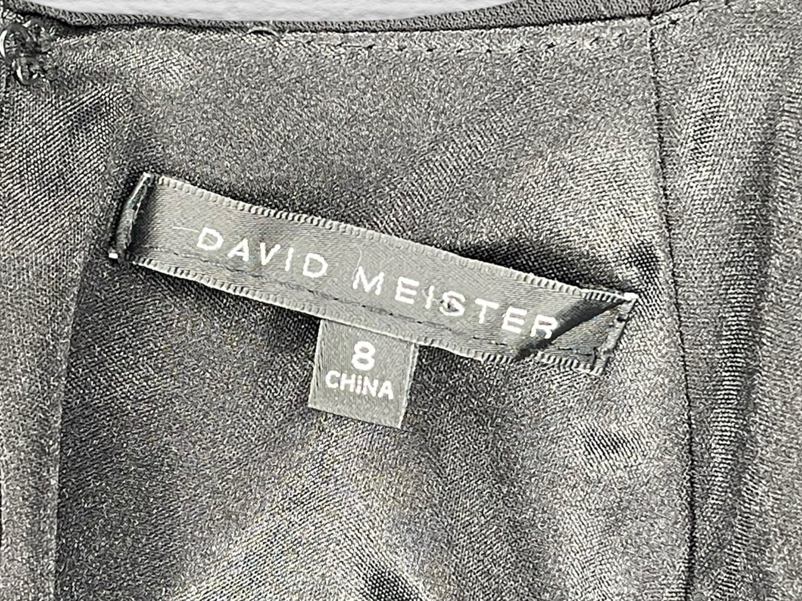 David Meister Embroidered Beaded Luxe Gown Womens 8 Black Gold Maxi Elegant Gala