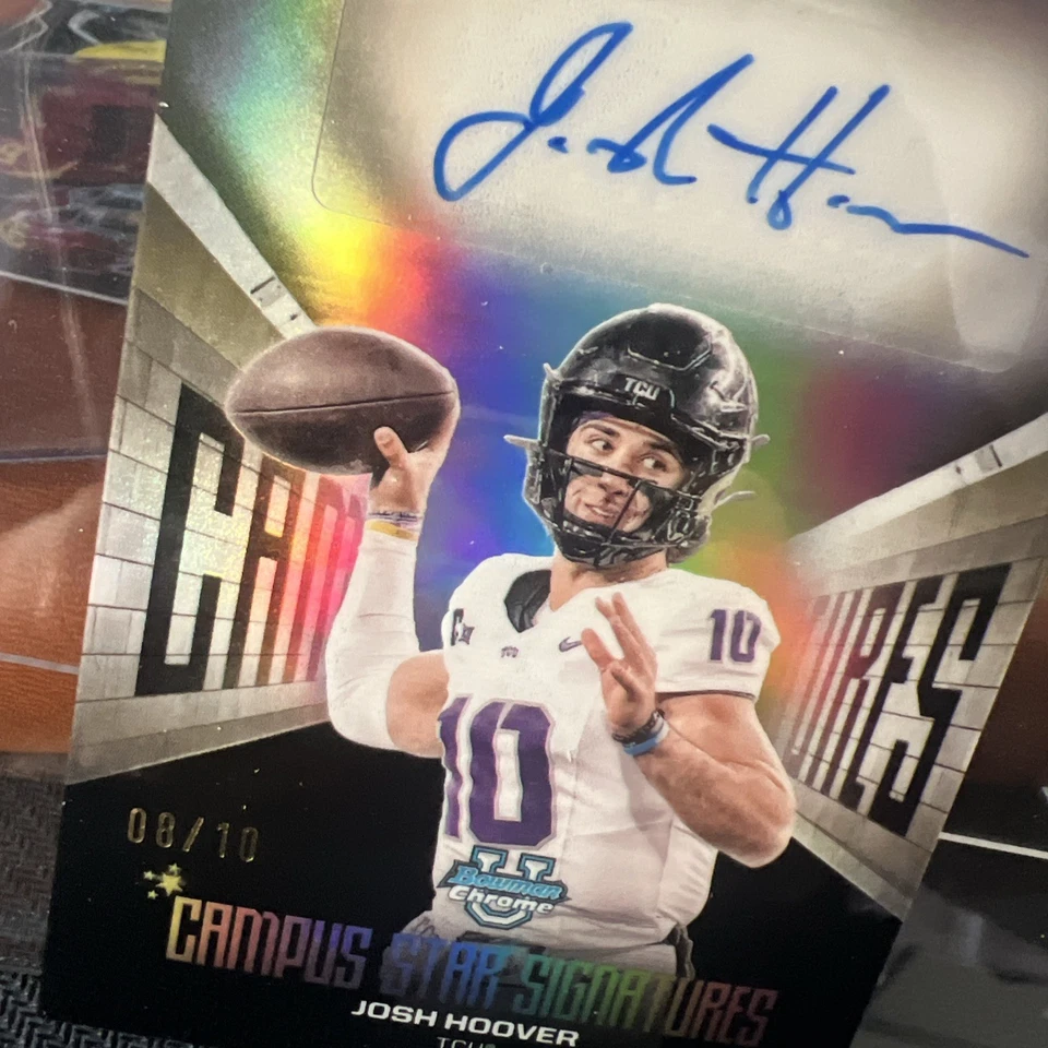Bowman Chrome U Campus Star Signatures Josh Hoover 2025 negro/10 🔥 TCU Foto 3 de 4