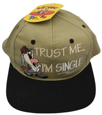 NWT Vintage 1995 TAZ Tasmanian Devil Trust Me I'm Single Hat Looney Tunes Cap WB
