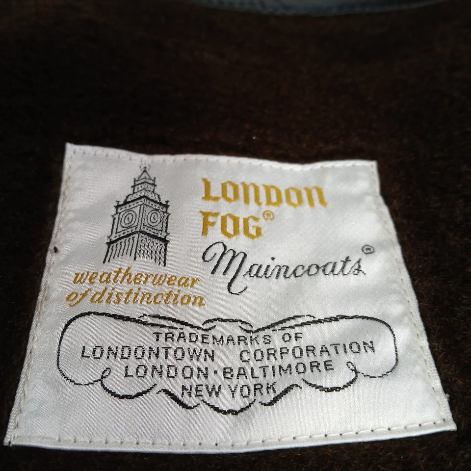 Gabardina London Fog 46R tostada doble botonadura con cinturón clásica forrada de piel al aire libre Foto 4 de 4