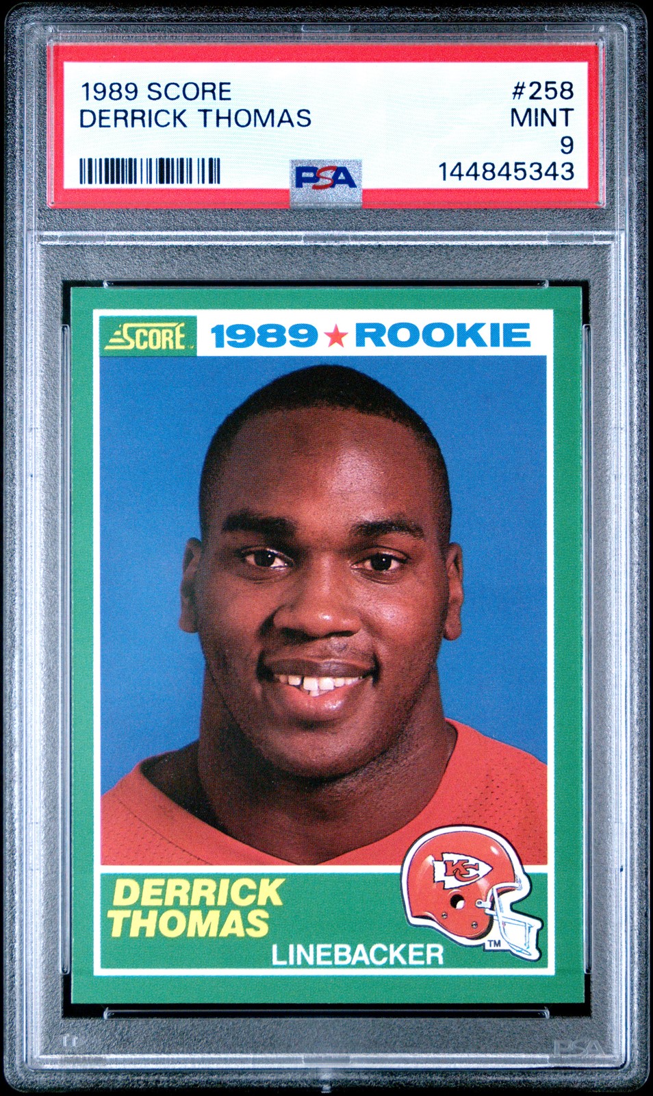 1989 SCORE #258 DERRICK THOMAS ROOKIE RC PSA 9