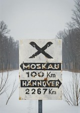 Wegweiser Moskau Hannover Russland 2. Weltkrieg Metallschild Schild Alu