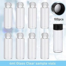 100 Pack 4ml Glass Vials with Screw Caps Clear Liquid Sample Vial Bottles