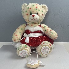 BUILD A BEAR Christmas Sugar Cookie Plush Sequin Dress Holiday Red Green Teddy