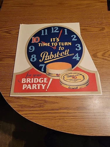 Pabst-ett Cheese clock litho advertising store Sign 1930 Vintage pabst beer