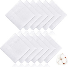 Handkerchiefs for Men, 100 Soft Cotton White Hankies, Classic Reusable Men's Ha
