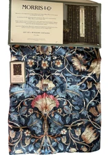 Morris & Co Window Curtain Panels Pair Strawberry Thief Lodden Velvet 84" L